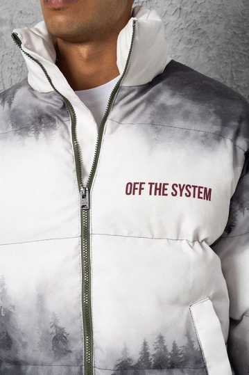 Ανδρικό Puffer μπουφάν λευκό/μαύρο