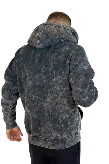 Φούτερ με Κουκούλα Washed Black