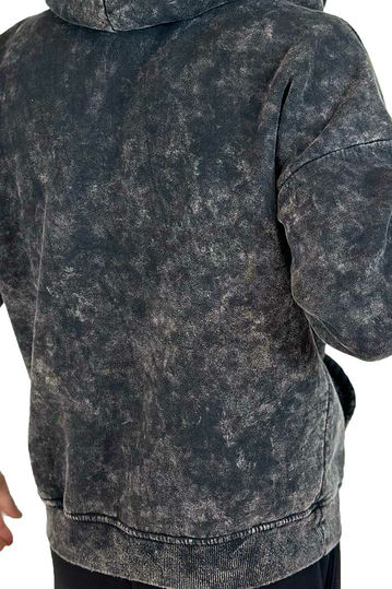 Φούτερ με Κουκούλα Washed Black