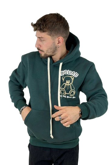 Teddy Bear Squad Φούτερ με Κουκούλα Forest Green