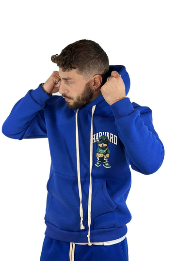 Teddy Bear Harvard Φούτερ με Κουκούλα Royal Blue