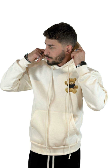 Teddy Bear No Free Hugs Φούτερ με Κουκούλα Μπεζ