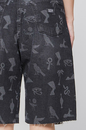 Kaotiko Unisex βερμούδα Pharaohs Denim Washed Black