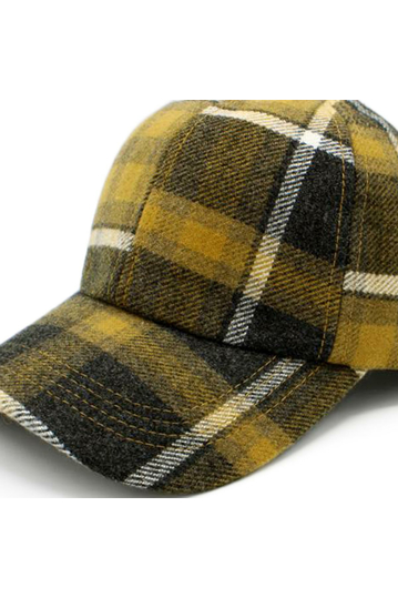 Winter Baseball Cap Mustard Check
