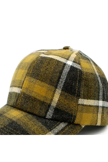 Winter Baseball Cap Mustard Check