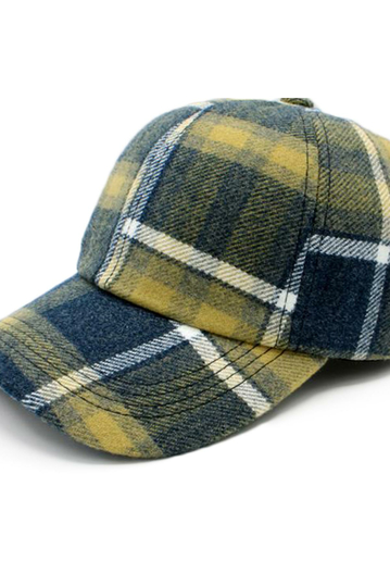 Winter Baseball Cap Blue Check