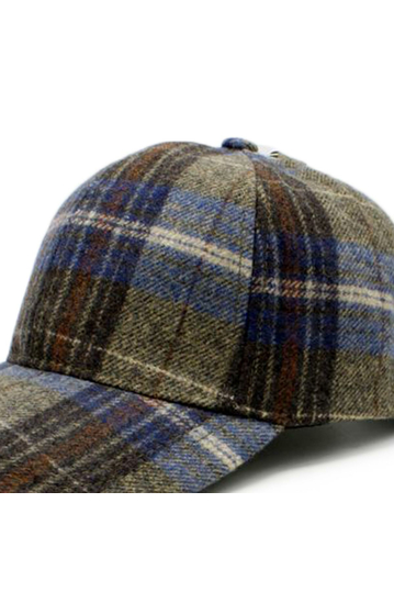 Wool Baseball Cap Checked Brown/Light Blue