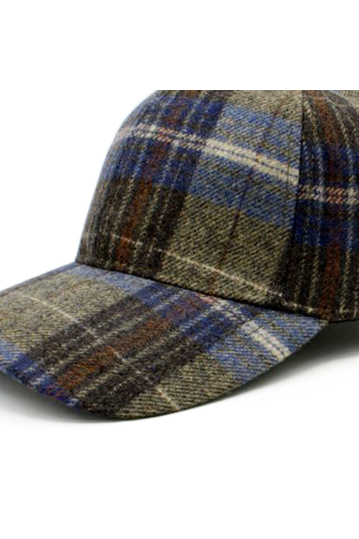 Wool Baseball Cap Checked Brown/Light Blue