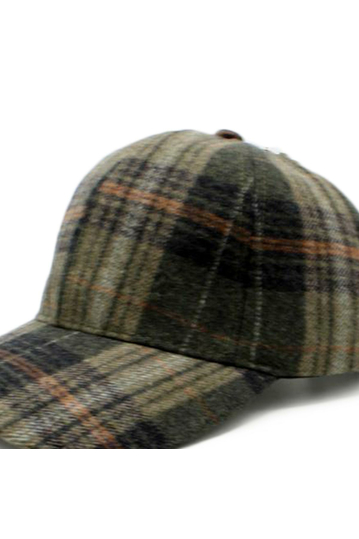 Wool Baseball Cap Checked Olive