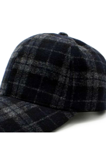 Wool Baseball Cap Checked Blue