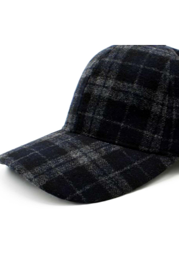 Wool Baseball Cap Checked Blue