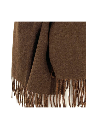 Viscose Scarf Brown With Fringes