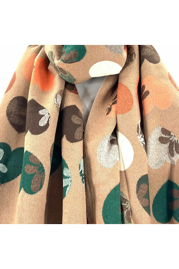 Viscose Scarf Light Brown With Hearts