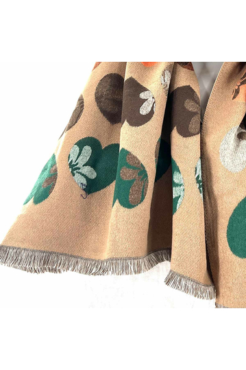 Viscose Scarf Light Brown With Hearts
