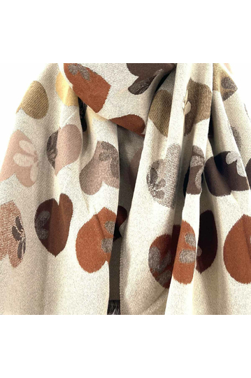 Viscose Scarf Beige/Brown With Hearts