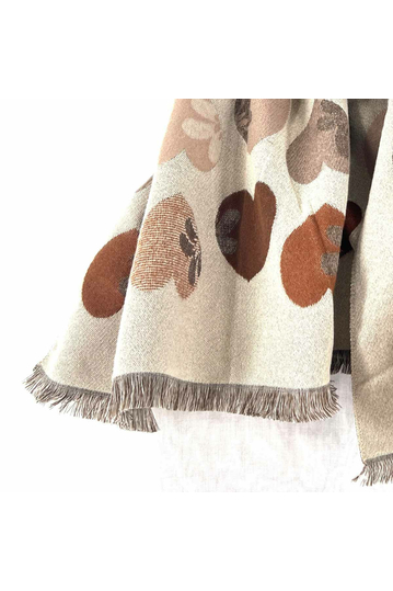 Viscose Scarf Beige/Brown With Hearts