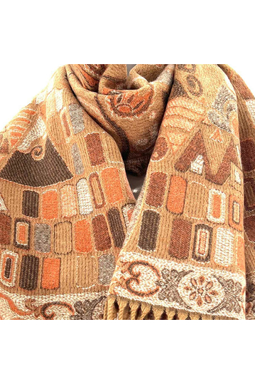 Viscose Scarf Orange With Fringes