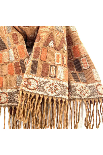 Viscose Scarf Orange With Fringes