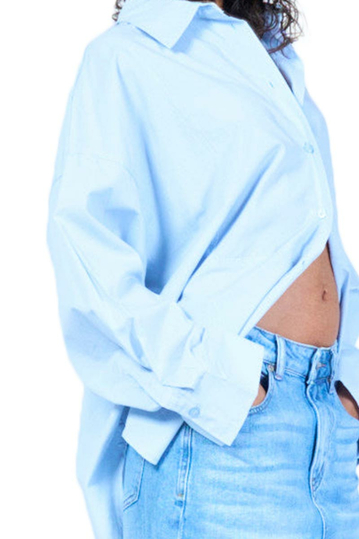 Oversized Shirt Light Blue Cotton/Tencel