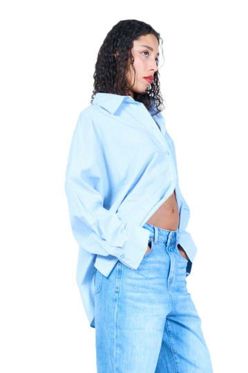 Oversized Shirt Light Blue Cotton/Tencel