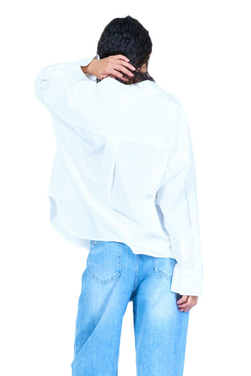 Oversized Shirt White Cotton/Tencel