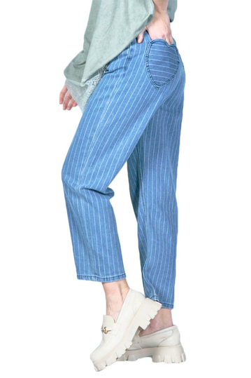 Ψηλοκάβαλο ριγέ τζιν παντελόνι