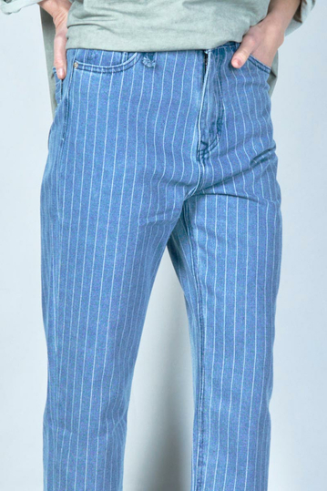 Ψηλοκάβαλο ριγέ τζιν παντελόνι