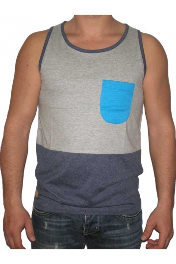 Humor Larsyl ανδρικό αμάνικο μπλουζάκι γκρι-μπλε με τσέπη