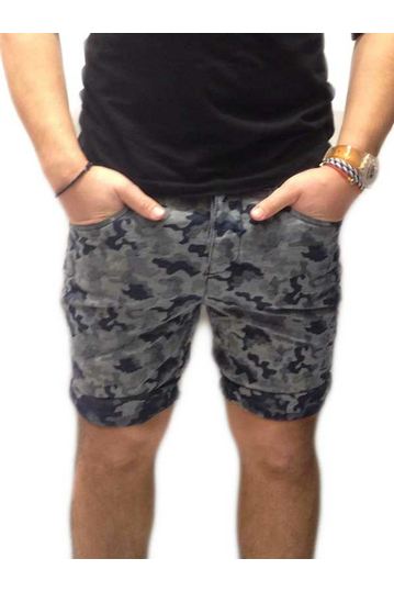 Humor Dukky men's denim shorts in camo blue