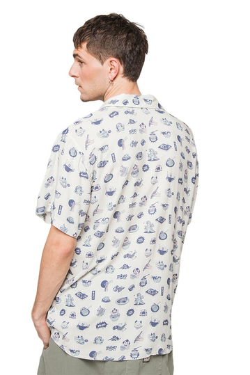 Kaotiko Unisex Camp πουκάμισο Kawaii Ivory