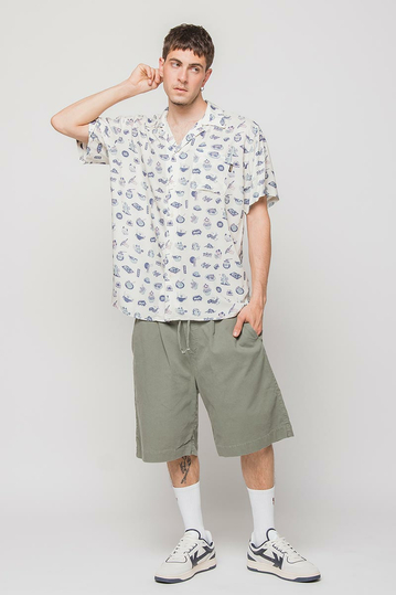 Kaotiko Unisex Camp πουκάμισο Kawaii Ivory