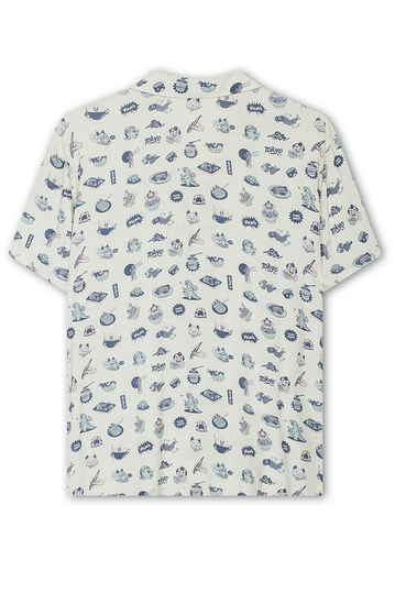 Kaotiko Unisex Camp πουκάμισο Kawaii Ivory