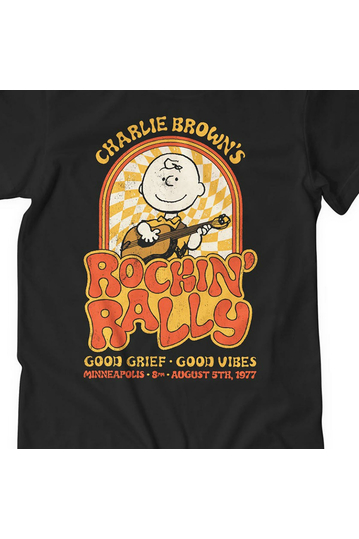 Peanuts Charlie Browns Rockin Rally T-Shirt Black