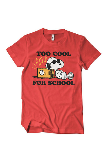 Peanuts Snoopy Too Cool For School T-Shirt Red