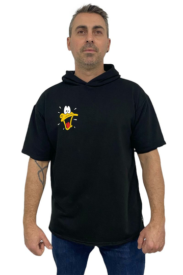 Bigbong Daffy Duck Oversize φούτερ T-shirt με κουκούλα μαύρο