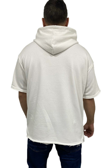 Bigbong Oversize T-shirt με κουκούλα French Terry φούτερ λευκό