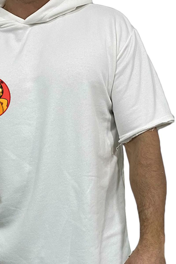 Bigbong Garfield Oversize φούτερ T-shirt με κουκούλα λευκό