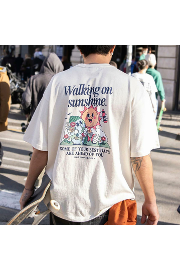 Kaotiko Walking On Sunshine Organic Cotton T-shirt Cream