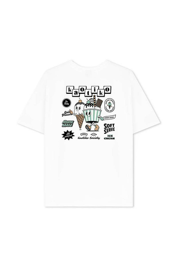 Kaotiko Washed Ice Cream T-shirt White