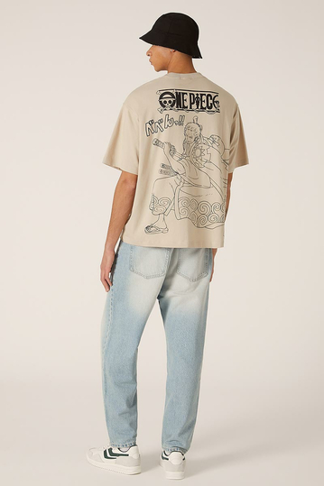 Alcott Boxy Fit T-shirt One Piece Roronoa Zoro Beige