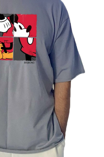 Bigbong Oversize T-shirt Mickey Mouse Square Grey