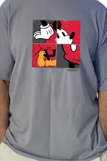 Bigbong Oversize T-shirt Mickey Mouse Square Grey