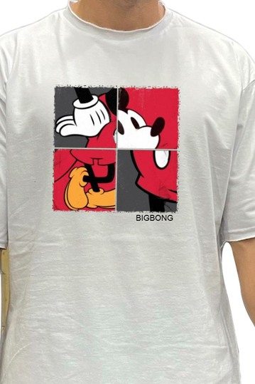 Bigbong Oversize T-shirt Mickey Mouse Square White