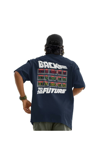 Cotton Division Back To The Future Oversize T-shirt Navy - Outatime