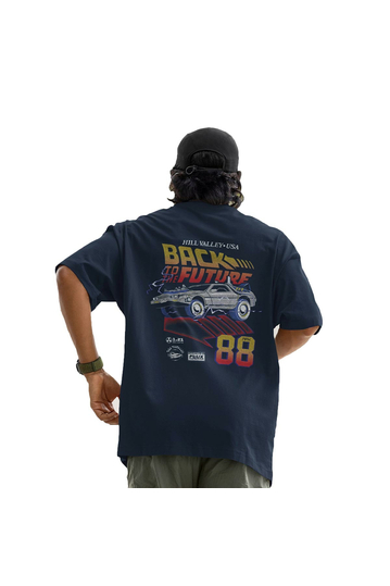 Cotton Division Back To The Future Oversize T-shirt Navy - Hill Valley USA