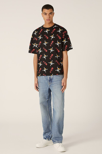 Alcott Boxy Fit T-shirt One Piece All Over Print Black