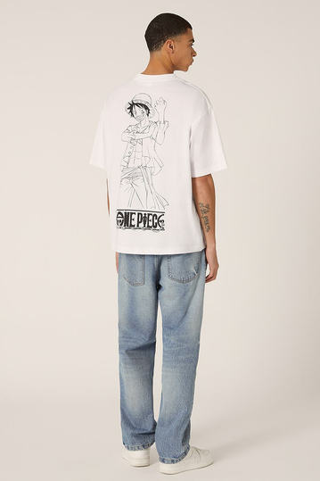 Alcott Boxy Fit T-shirt One Piece Luffy White