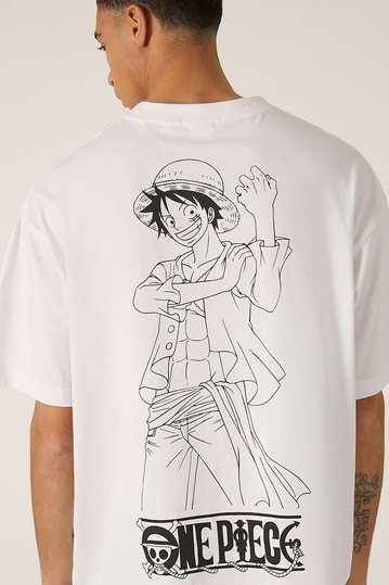 Alcott Boxy Fit T-shirt One Piece Luffy White
