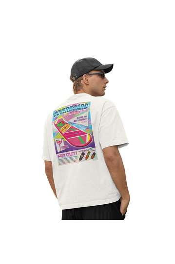 Cotton Division Oversize T-shirt White Back To The Future Hoverboard Far Out
