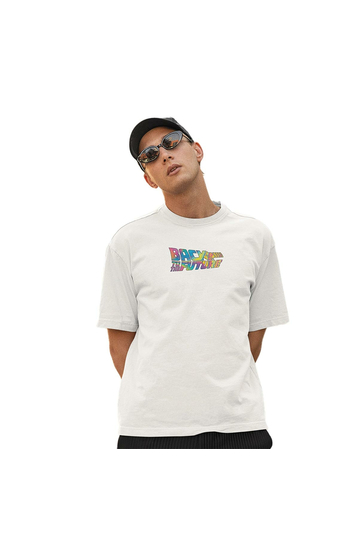 Cotton Division Oversize T-shirt White Back To The Future Hoverboard Far Out